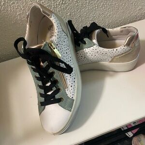 Casual White and Seafoam Sneakers